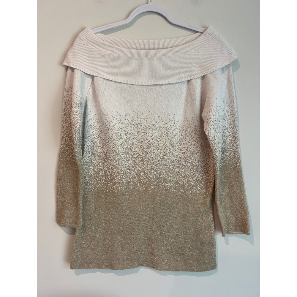 Soho New York Jeans Off The Shoulder Sweater Metallic Gold Ombre Sparkle Size M